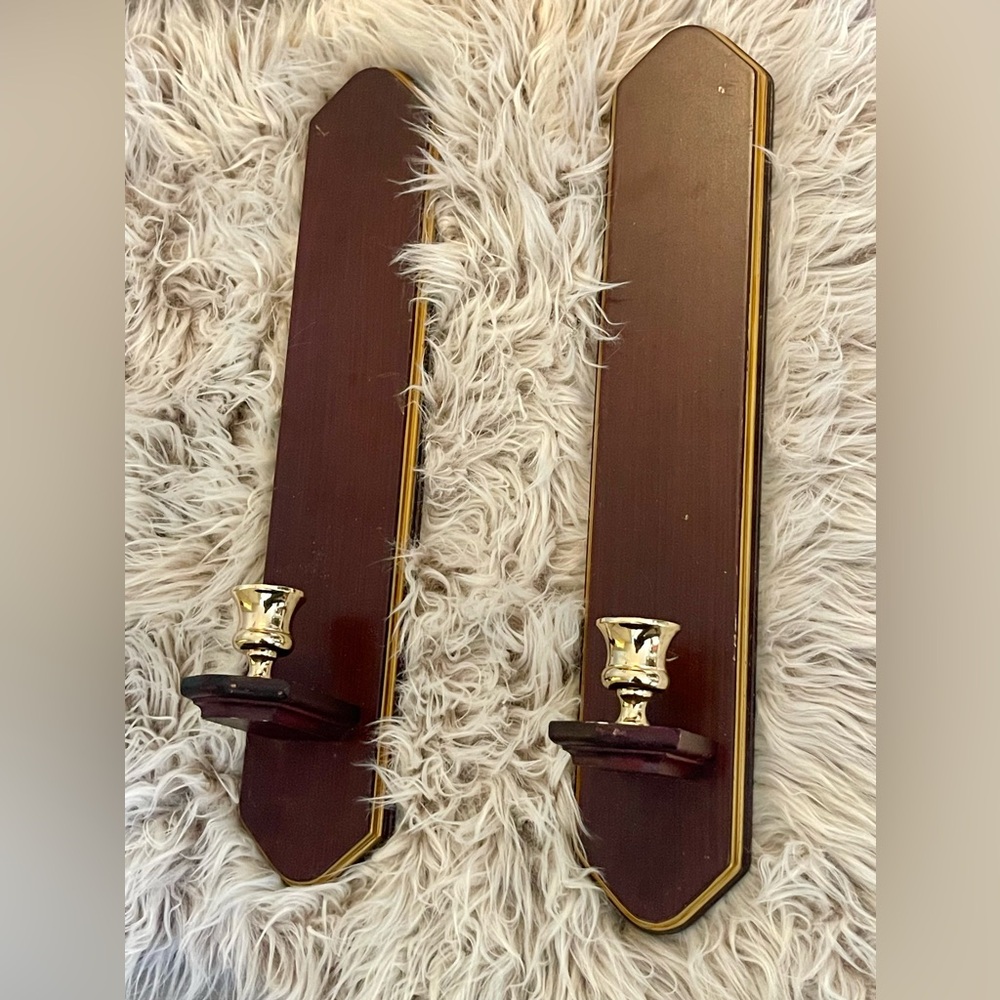 Wooden and Brass Sconces